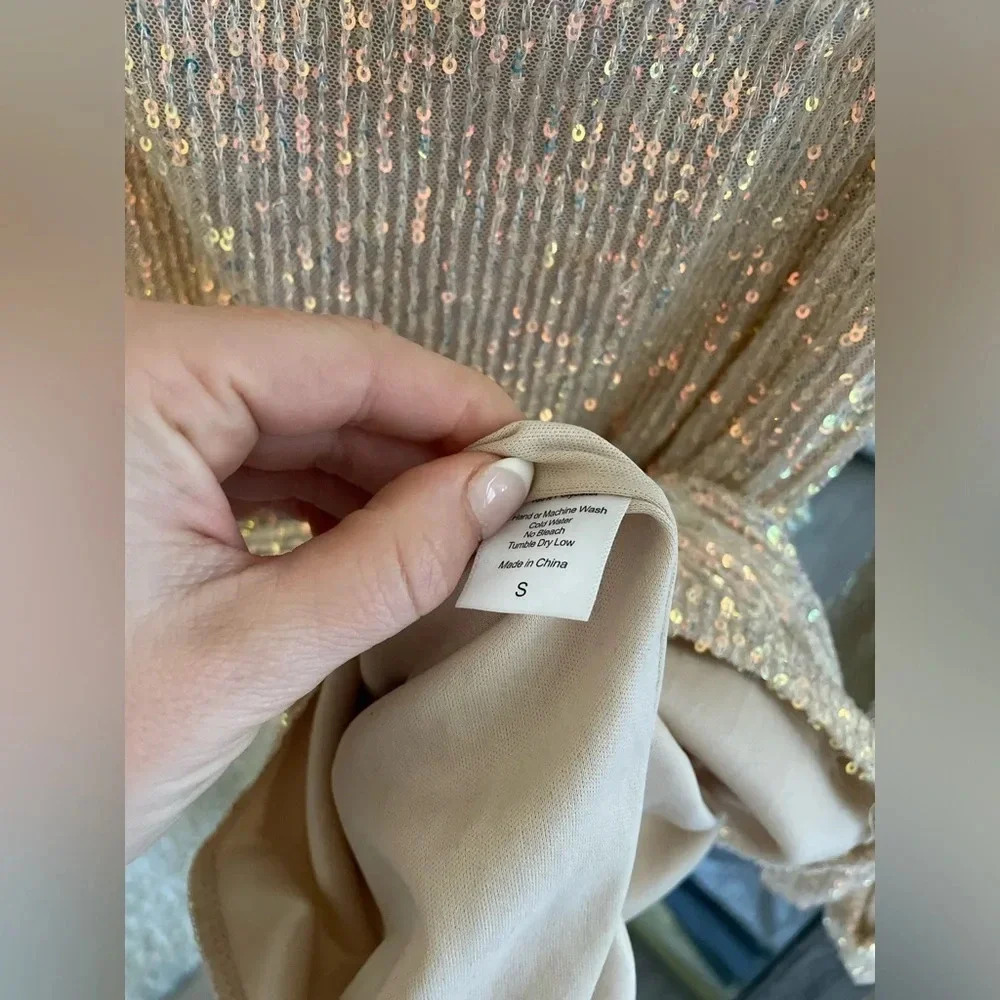 Lucy in the Sky Gold Sequin Long Sleeve Mini Dress - Picture 4 of 5